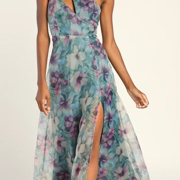 Lulus Dresses & Skirts - Lulu's Floral Teal and Lavender Maxi Dress